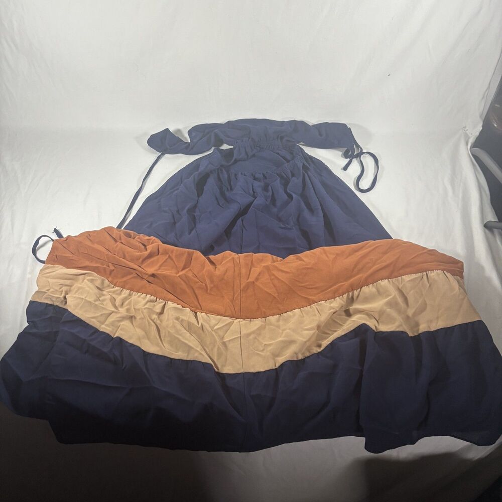 SHEIN Colorblock Dress M Navy Orange Tan Womens Size M